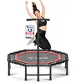 Produktbild: DH FitLife Fitness Indoor Trampolin klappbar ohne Installation | Ø121cm 48 Zoll Trampoline | Tragfähigkeit 150 KG | 3 verstellbare Handgriffstufen | Stabiler und leiser für Kinder u. Erwachsene