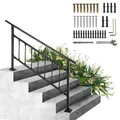 Produktbild: VEVOR Handlauf Quadratisch 172,5x83,5cm Treppengeländer für 1-4 Stufen Baluster Höhen-und Winkelverstellbar Geländer aus Schmiedeeisen max. 67,8cm Höhe für Stufen Ideal für Garten Hotel Veranda