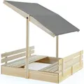 Produktbild: Sandkasten Verschiedene Größen Sonnendach Uv-schutz 50+ Sandbox Abdeckung Kinder Outdoor Sandkiste Imprägniert Sand Garten Holz Bodenvlies Toni - Spielwerk