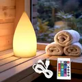 Produktbild: Arnusa Moderne Tischleuchte kabellos Akku 21 cm Sauna Lampe Farbwechsel PL106 Leuchte Tischlampe Nachttischlampe Stehlampe mit Fernbedienung und USB-C Ladekabel