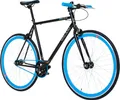 Produktbild: Galano Blade Fixie Fahrrad 28 Zoll Singlespeed 165 - 195 cm retro Urban Bike mit Flip Flop Nabe für Fixed Gear und Freilauf schwarz/blau 53 cm