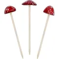 Produktbild: Steingut Deko Pilz Gartenstecker 24 X 6 Cm - 3er Set - Fliegenpilz Blumenstecker Zur Herbstdeko