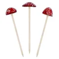 Produktbild: Spetebo Steingut Deko Pilz Gartenstecker 24 x 6 cm - 3er Set - Fliegenpilz Blumenstecker zur Herbstdeko - Gartendeko Pilzfigur Waldpilz Dekofigur Gartenfigur Blumentopf Stecker wetterfest