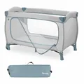 Produktbild: hauck Reisebett Sleep N Play Go Plus, Dusty Blue - Baby Kinderreisebett mit Rädern, Tragetasche, Faltboden und Großen Schlupf zum Spielen - ab Geburt bis 15 kg - Klein Zusammenklappbar