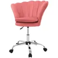 Produktbild: ML-Design Bürostuhl mit Rollen und Rückenlehne Muscheldesign 68x68 cm Rosa aus Samt Metallgestell