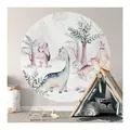 Produktbild: K&L Wall Art Fototapete Fototapete Kvilis Kinderzimmer Dino Dinosaurier Vliestapete Rund Jungen, Steinzeit Tapete weiß 2.36 m x 2.36 m