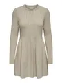 Produktbild: ONLY Damen Strickkleid Rundhals Regular fit Langarm Midikleid bequem, Farben:Beige, Größe:XL