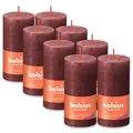 Produktbild: 8er Set Bolsius Rustik Stumpenkerzen 100x50mm Blockkerzen klein - Samtrot