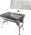 Produktbild: Mangal Angler, rostfrei mit Klappbeinen + 10 Spiesse/Edelstahl, Holzkohlegrill, Portable, Kompakt, BBQ