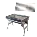 Produktbild: Mangal Angler, rostfrei mit Klappbeinen + 10 Spiesse/Edelstahl, Holzkohlegrill, Portable, Kompakt, BBQ
