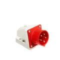 Produktbild: PCE 515-6 CEE-Wandgerätestecker 16A 5p 6h IP44 400V I 5-polig, rot, abgewinkelt I Schraubklemmen, PA6 Kunststoff I Messingkontakte I CEE-Wandstecker für Industrieanlagen & Werkstätten