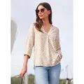 Produktbild: Schlupfbluse HEINE, Damen, Gr. 42, beige (ecru, sesam, bedruckt), 100% Viskose, bedruckt, gemustert, mehrfarbig, V-Ausschnitt, Blusen Schlupfbluse