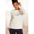 Produktbild: Sweatshirt KANGAROOS, Damen, Gr. 36/38, weiß, Interlock, Obermaterial: 60% Baumwolle, 40% Polyester, unifarben, Basic, Sweatshirts Sweatshirt, mit Kontrastfarbenem Logodruck, Loungeanzug
