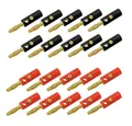 Produktbild: ARLI Bananenstecker vergoldet 4 mm Set Audio-Adapter Bananen zu Rohkabel, 20 x Bananen Stecker vergoldet 4mm 10 SCHWARZ + 10 ROT Set