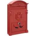 Produktbild: Arregui - Residencia Maxi D-2152/r Briefkasten Aus Aluminium Im Klassischen Stil, Größe L (zeitschriften Und C4-umschläge), Großer Und Eleganter Wandbriefkasten Für Den Außenbereich, Rot