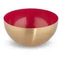 Produktbild: Relaxdays Salatschüssel, Edelstahl, Ø 25cm, runde Metallschüssel zum Backen & Servieren, Küchenschüssel 3,5 l, rot/gold