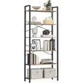 Produktbild: VASAGLE Bücherregal mit 6 Etagen, Stahlrahmen, freistehendes Regal, Wohnzimmer, Schlafzimmer, Arbeitszimmer, 30 x 80 x 186 cm, Industriedesign, Kamelbraun, Tintenschwarz, LLS082B50