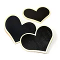 Produktbild: Frau WunderVoll® 12 TAFELN AUS Holz, Herz, 9 cm (H) x 10 cm (B) / zum Beschriften, Kreidetafeln, Tafeln klein, mini Tafeln, Wegweiser, Hochzeit, Tischkarten, Memo, Message, Tischdeko