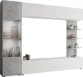 Produktbild: MIRJAN24 Wohnwand Lazando, Stilvoll Wohnzimmer-Set, Schrankwand, Praktisch Mediawand, TV-Schrank (Farbe: Weiß / Beton, mit weißer LED Beleuchtung)