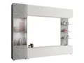 Produktbild: Mirjan24 Wohnwand Lazando, Anbauwand, Mediawand, Schrankwand bestehend aus Hängeschrank, Vitrine, TV-Lowboard und Wandregal (Weiß/Beton, mit weißer LED Beleuchtung)