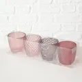 Produktbild: Windlicht Teelichthalter Glas lackiert rose Farbmix Höhe 7,5 cm Ø 7,5 cm 4er-Set