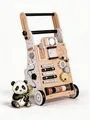 Produktbild: KiddyMoon Lauflernwagen Aus Holz Für Kinder Lauflernhilfe Spaß Babys, Laufen Lernen, Multifunktion Holzspielzeug Für Kleinekinder Montessori-Spielzeug WK-001, Schwarz - Weiß