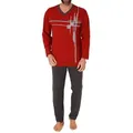 Produktbild: Normann Pyjama Herren Schlafanzug langarm Pyjama mit Frontprint - auch in Übergrößen rot 64/66