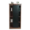 Produktbild: Schrank MCW-K75, Kommode Highboard, Schiebetüre 8 Staufächer, Holz-Optik Industrial Metall 163x76x38cm ~ braun