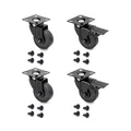 Produktbild: Emuca - Set aus 4 Lenkrollen für Möbel Ø50mm mit Anschraubplatte und Kugellager, schwenkrollen gummi aus schwarze Farbe.