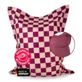 Produktbild: Lumaland Sitzsack XXL Karo für Erwachsene & Kinder | Bean Bag mit Karomuster – Outdoor & Indoor | 380 L Riesen Sitzsack mit Füllung, EPS-Perlen | wasserfest, abwischbar 140x180 cm