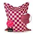 Produktbild: Lumaland Sitzsack XXL-Sitzsack Karo 380L weinrot/pfirsich, mit EPS-Perlen - out- & indoor - wasserfest