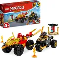 Produktbild: LEGO 71789 NINJAGO Verfolgungsjagd Set mit Kais Flitzer und Ras' Motorrad, Spielzeug für Kinder ab 4 Jahren, Ninja-Auto-Spielzeug zum Bauen, Minifigur zum Sammeln