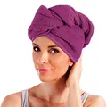 Produktbild: Erwin Müller Turban, Haarturban mit Knopf Fuchsia Größe 28x70 cm - auch als Kinderturban geeignet 100% Baumwolle, saugstark, Stabiler Halt - (weitere Farben)