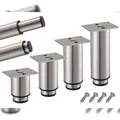 Produktbild: Möbelfüße verstellbar 4er Set 180-330mm Metall Edelstahl Optik 38mm Möbelbeine Metallfüße