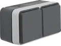 Produktbild: Berker 47843515 Steckdose SCHUKO, 2fach, waagerecht, mit Klappdeckel, Aufputz, W.1, grau/lichtgrau matt
