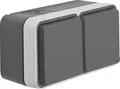 Produktbild: Berker SCHUKO Steckdose 2-fach IP55 Aufputz waagerecht grau Klappdeckel