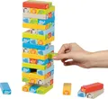 Produktbild: 56297 – Wackelturm mit Tiermotiven und Motivwürfel aus Holz – 55teiliges Gesc...