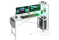 Produktbild: Bestier Gamingtisch Gaming-Schreibtisch mit Regalen, Stabil Schreibtisch LED-Beleuchtung (155 x 50 cm Computertisch mit Ablagefächern), PC-Gaming-Tisch mit Headset-Haken für Heimbüro, Raum