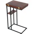 Produktbild: Relaxdays Beistelltisch C-Form MDF Eisen Braun Schwarz Ausklappbar 64 cm x 52 cm x 39 cm 4,5 kg