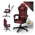 Produktbild: Juskys Gamingstuhl HyperSeat, Bürostuhl aus Kunstleder, verstellbare Rückenlehne – Bordeaux/schwarz