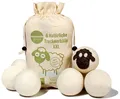 Produktbild: aumondo Trocknerbälle für Wäschetrockner - 6 XXL Extragroße Filzbälle aus Schafwolle, der natürliche Weichspüler. Ideal für Daunenjacken. Dryer Balls Trocknerkugeln für Daunen.