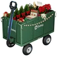 Produktbild: Sekey Bollerwagen Gartenwagen 550KG Belastbar, Transportwagen Transportkarre Gerätewagen mit Patentiertem Handgriff, Vollgummi-Luftreifen, Serie Titan, 200L, Grün