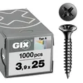 Produktbild: GIXA Schnellbauschrauben 3,9 x 25 mm Feingewinde, 1000 Stück, Trompetenkopf, ...