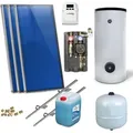 Produktbild: Flachkollektoren Warmwasser Solarpaket 3 Kollektoren Speicher Flachkollektor - Blau/Weiß