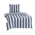 Produktbild: Traumschlaf Mako-Satin Bettwäsche Usedom • Blau-weiß gestreift im maritimen Look • 100 % Baumwolle • Hautsympathisch & temperaturausgleichend • 1 Bettbezug 135 x 200 cm + 1 Kissenbezug 80 x 80 cm