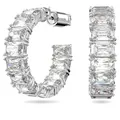 Produktbild: Swarovski Matrix Kreolen, Weiße, Rhodinierte Ohrringe mit Klaren Swarovski Kristallen