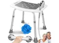 Produktbild: KESSER® Duschhocker höhenverstellbar Leichter Badhocker rutschfeste Gummifüße Duschstuhl 136KG belastbar Duschhilfe Senioren Saugnapf Haltegriff Badewannengriff Duschsitz mit Brausehalterung