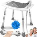 Produktbild: KESSER® Duschhocker höhenverstellbar | Leichter Badhocker rutschfeste Gummifüße Duschstuhl 136KG belastbar | Duschhilfe Senioren | Saugnapf Haltegriff Badewannengriff | Duschsitz mit Brausehalterung