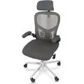 Produktbild: CLOUVOU SmartSeat, ergonomischer Bürostuhl, Rückenlehne mit Mesh Bezug, FlipUp-Armlehnen, 3D-Kopfstütze, BladeWheels, Anthrazit