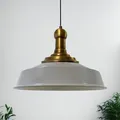 Produktbild: bamyum Asletl Long-Knob Hängelampe Industrial Vintage Ø41 cm, Küchenlampe Hängend Esstisch, Wohnzimmerlampe Pendelleuchte Grau Metall